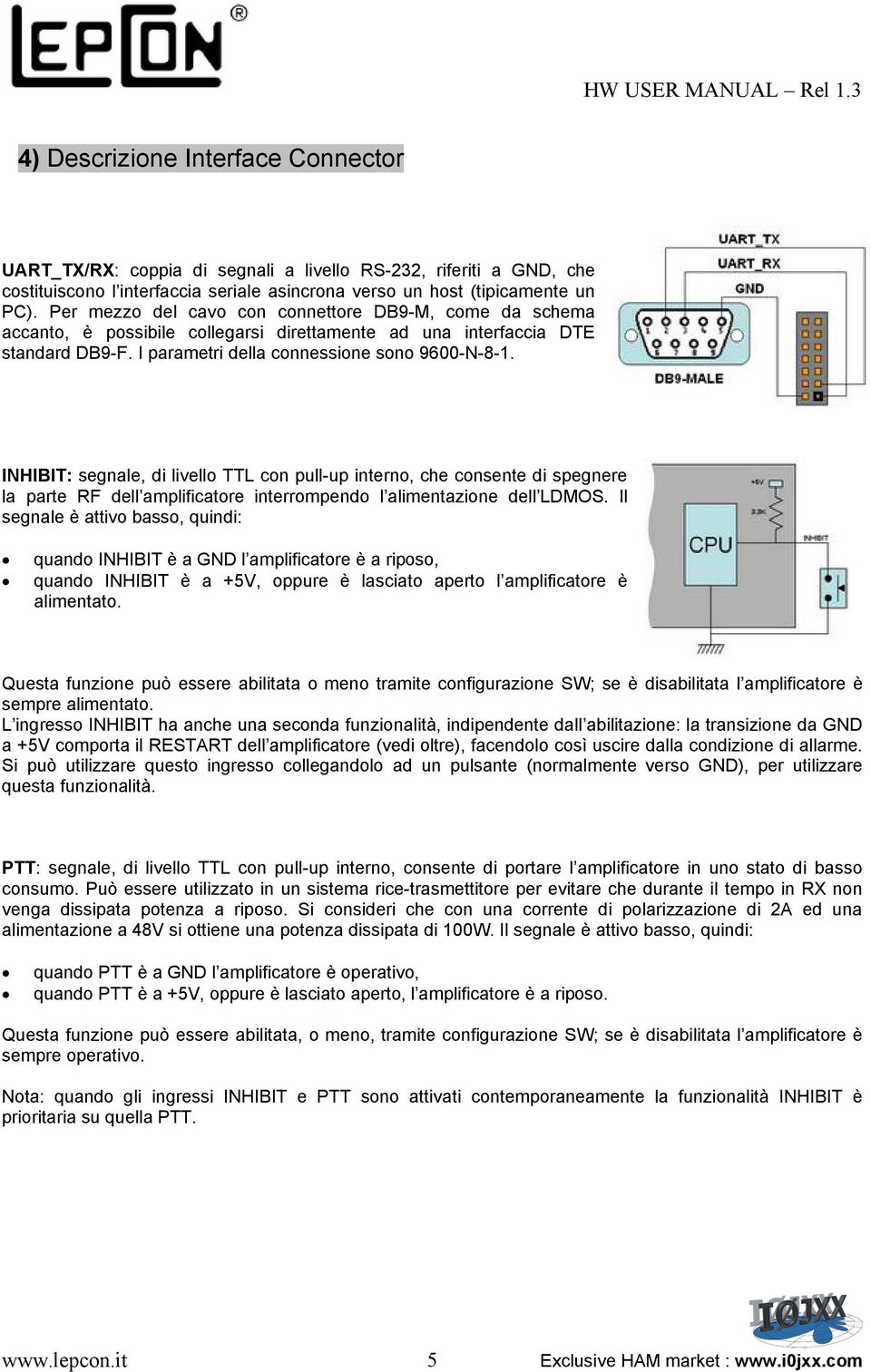 INHIBIT: segnale, di livello TTL con pull-up interno, che consente di spegnere la parte RF dell amplificatore interrompendo l alimentazione dell LDMOS.