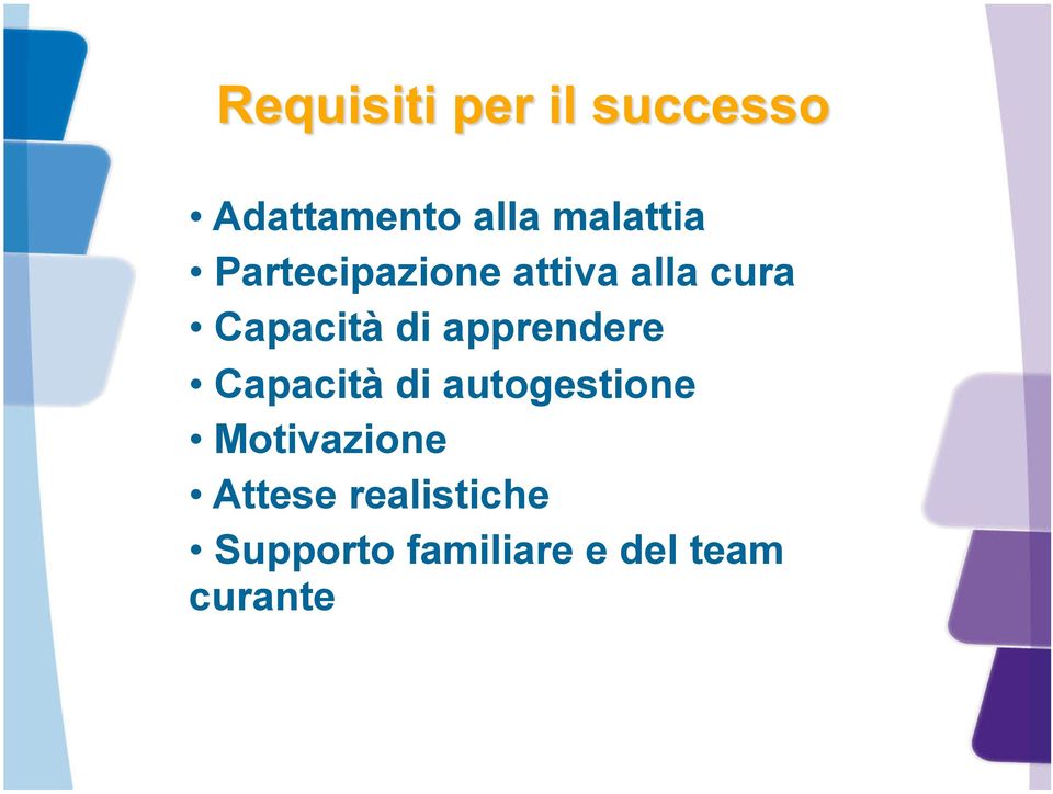 Capacità di autogestione Motivazione Attese