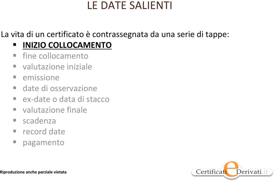 valutazione iniziale emissione date di osservazione ex-date o