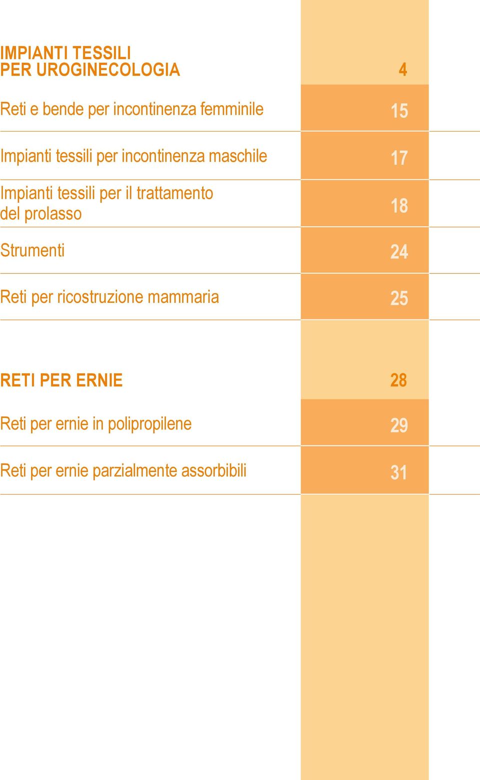 del prolasso Strumenti Reti per ricostruzione mammaria 7 8 24 2 RETI PER ERNIE