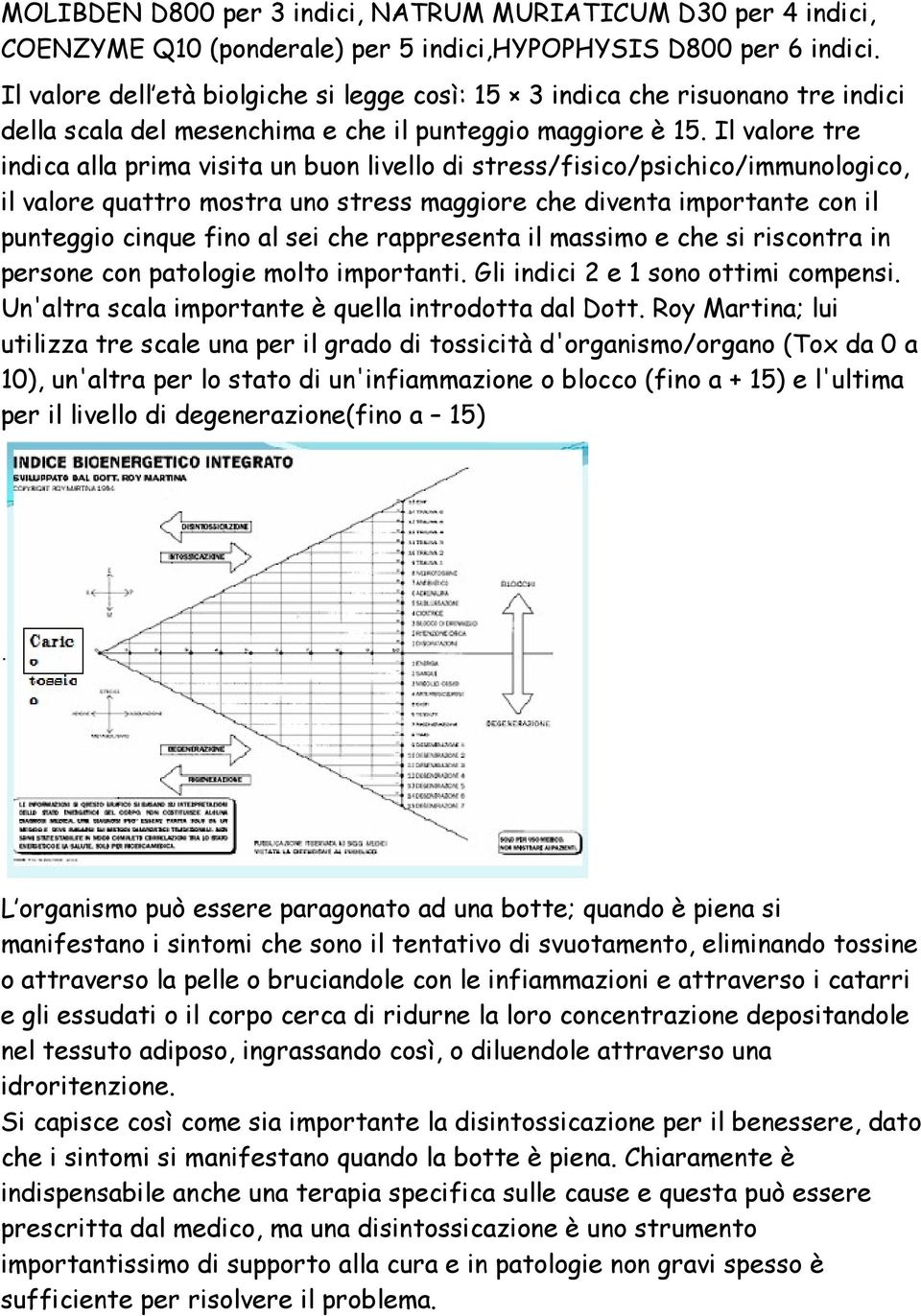 Il valore tre indica alla prima visita un buon livello di stress/fisico/psichico/immunologico, il valore quattro mostra uno stress maggiore che diventa importante con il punteggio cinque fino al sei