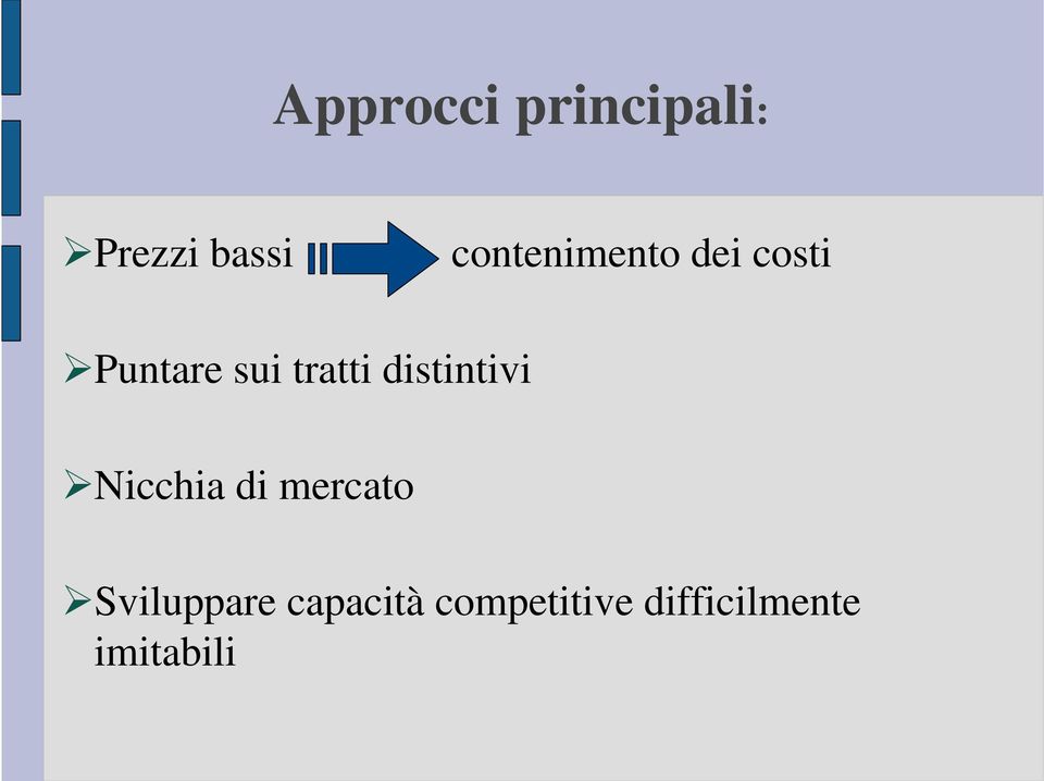 tratti distintivi Nicchia di mercato