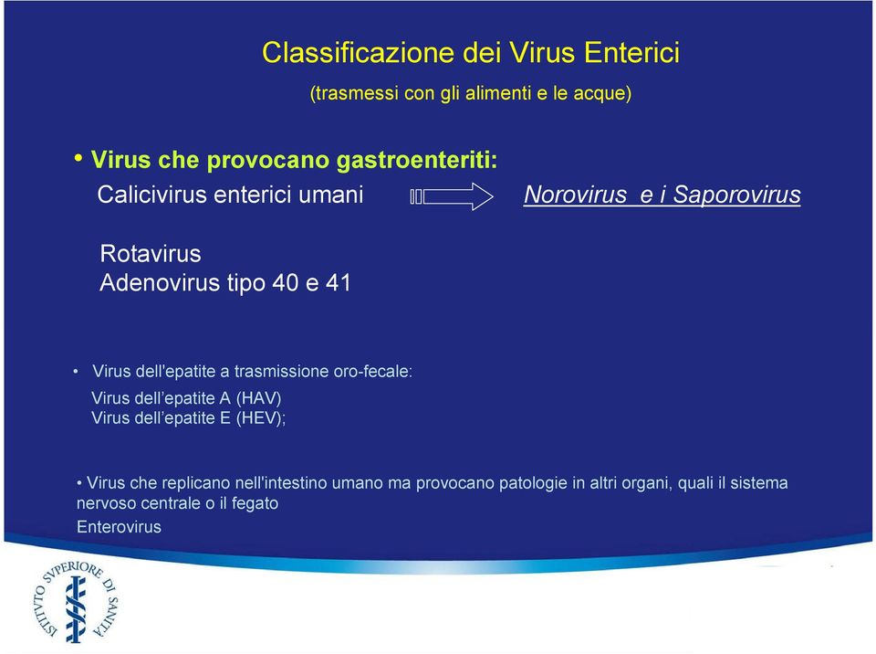 dell'epatite a trasmissione oro-fecale: Virus dell epatite A (HAV) Virus dell epatite E (HEV); Virus che