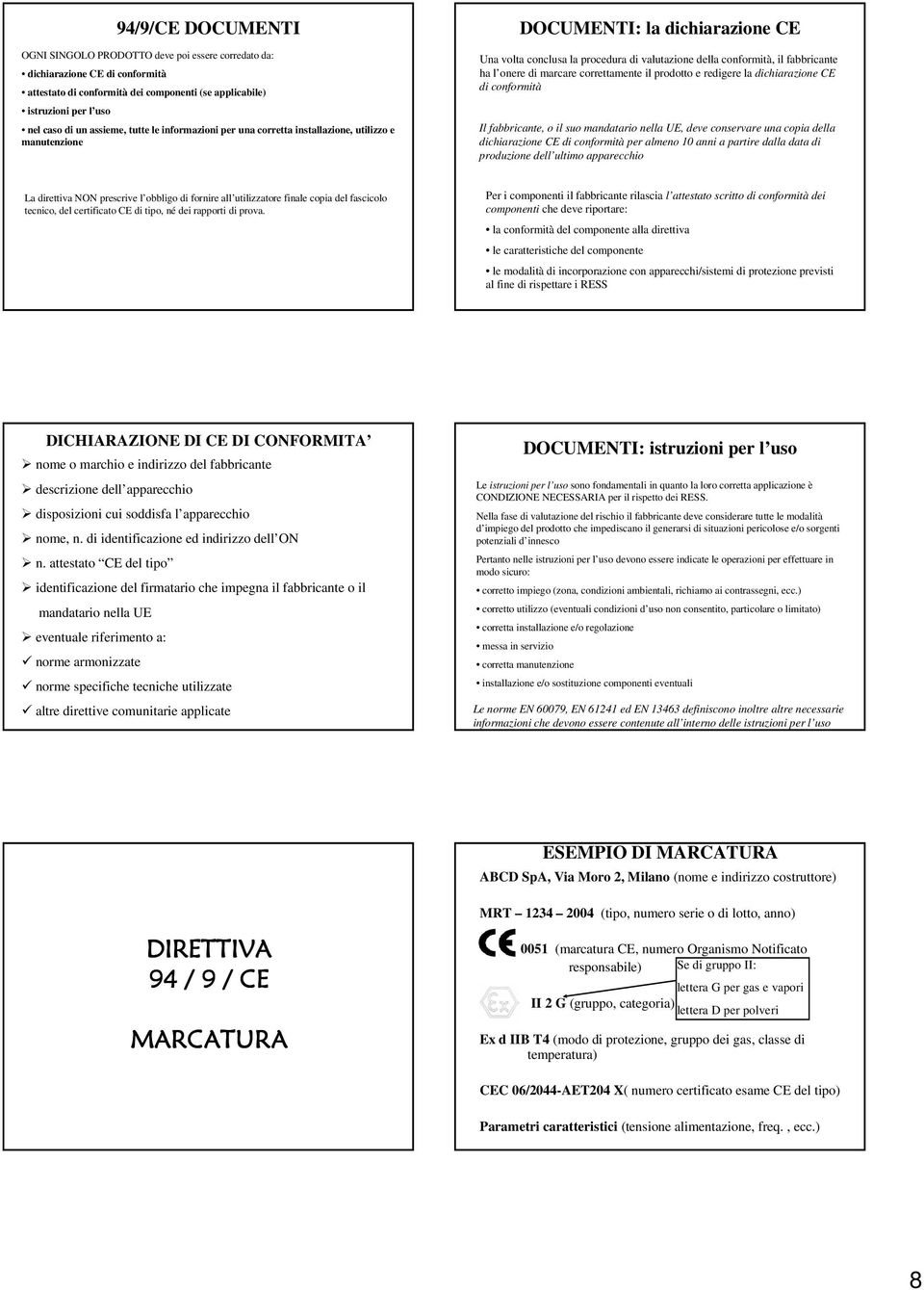 ha l onere di marcare correttamente il prodotto e redigere la dichiarazione CE di conformità Il fabbricante, o il suo mandatario nella UE, deve conservare una copia della dichiarazione CE di