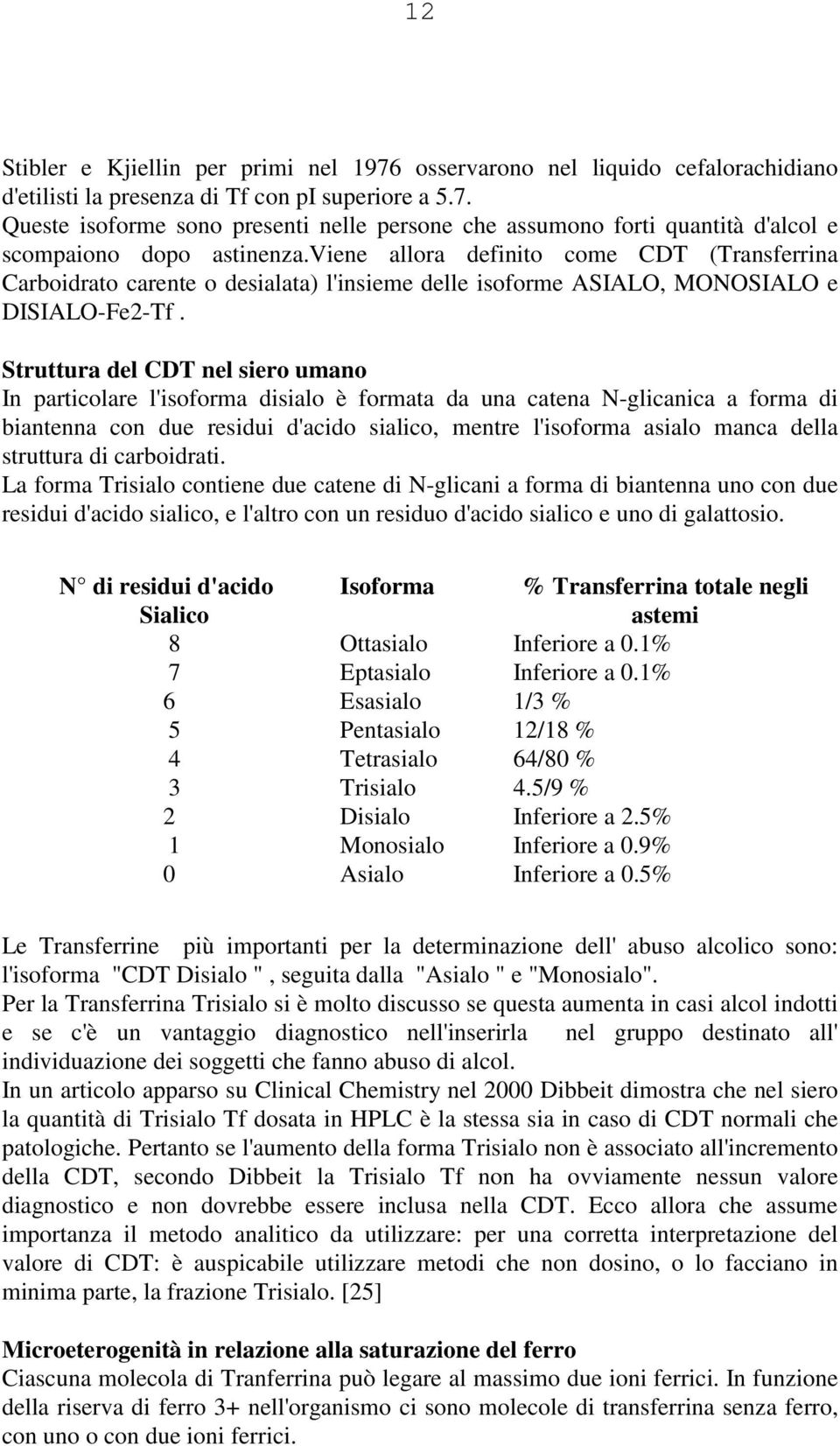 Struttura del CDT nel siero umano In particolare l'isoforma disialo è formata da una catena N-glicanica a forma di biantenna con due residui d'acido sialico, mentre l'isoforma asialo manca della