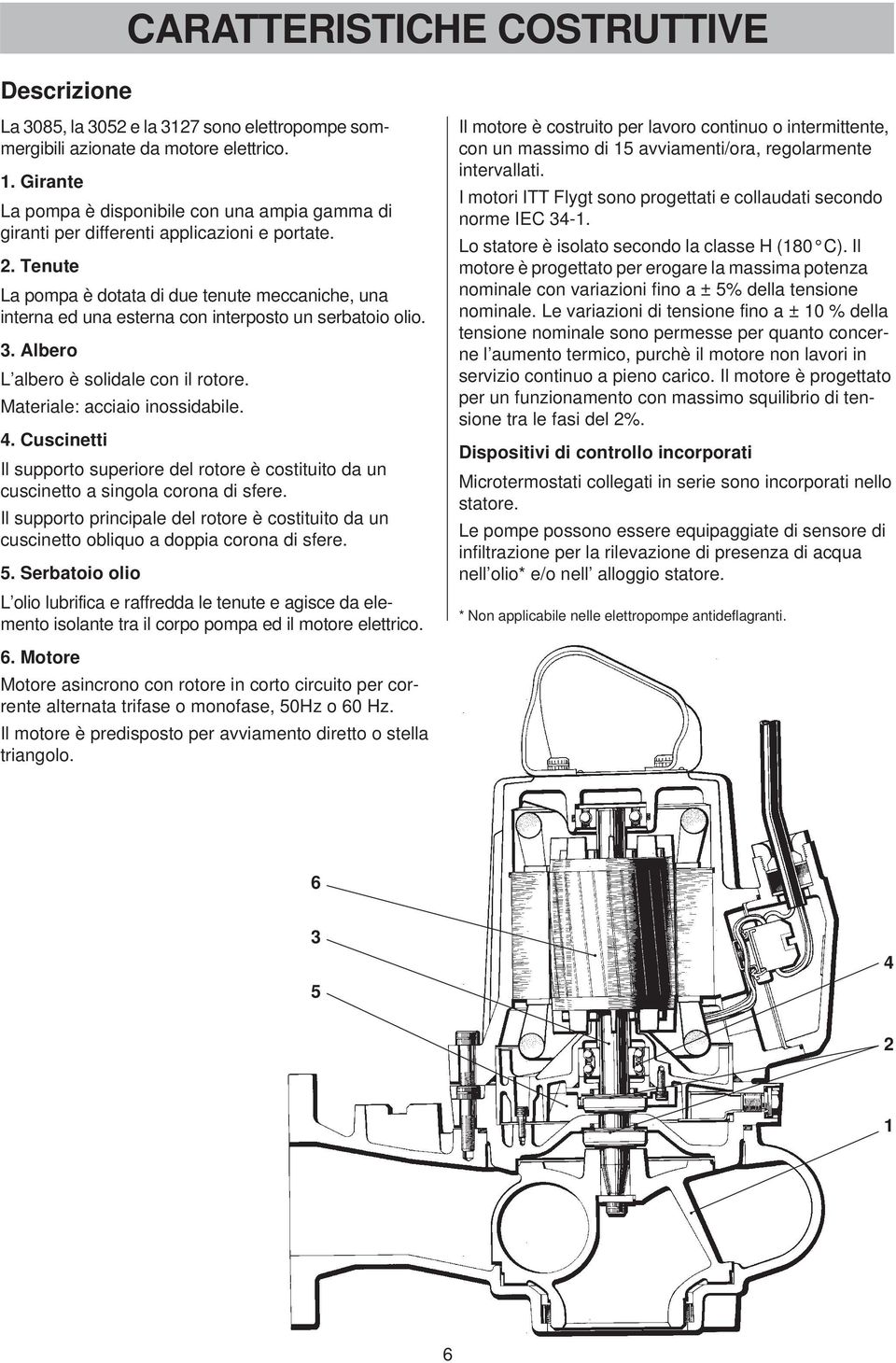 Tenute La pompa è dotata di due tenute meccaniche, una interna ed una esterna con interposto un serbatoio olio. 3. Albero L albero è solidale con il rotore. Materiale: acciaio inossidabile. 4.