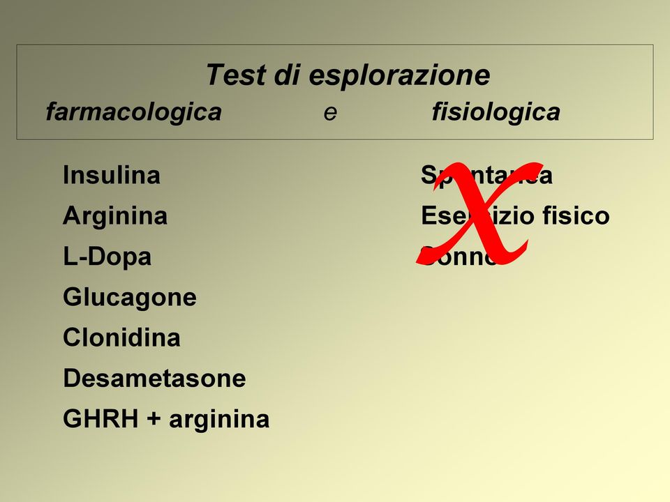 Arginina L-Dopa Sonno Glucagone