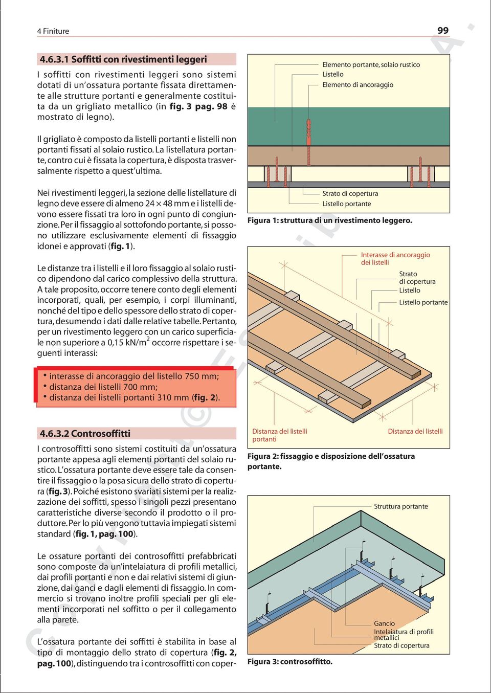 da un grigliato metallico (in fig. 3 pag. 98 è legno). Il grigliato è composto da listelli portanti e listelli non portanti fissati al solaio rustico.