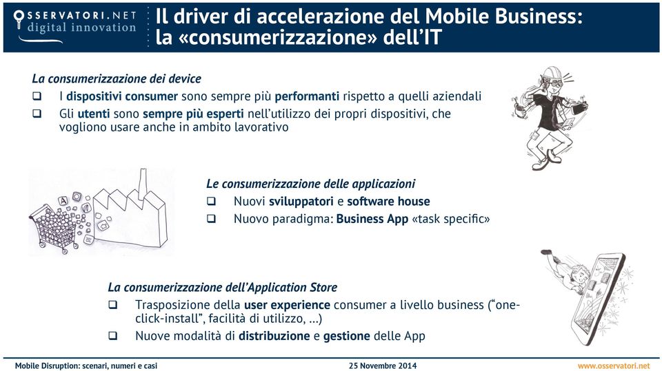 Le consumerizzazione delle applicazioni q Nuovi sviluppatori e software house q Nuovo paradigma: Business App «task specific» La consumerizzazione dell