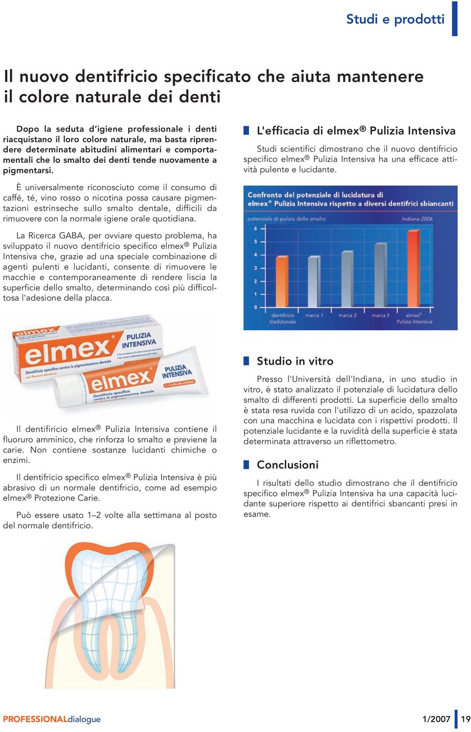 L'efficacia di elmex Pulizia Intensiva Studi scientifici dimostrano che il nuovo dentifricio specifico elmex Pulizia Intensiva ha una efficace attività pulente e lucidante.