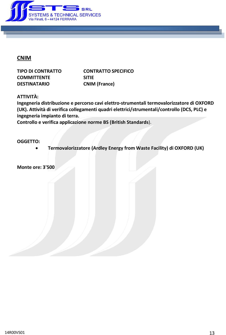 Attività di verifica collegamenti quadri elettrici/strumentali/controllo (DCS, PLC) e ingegneria