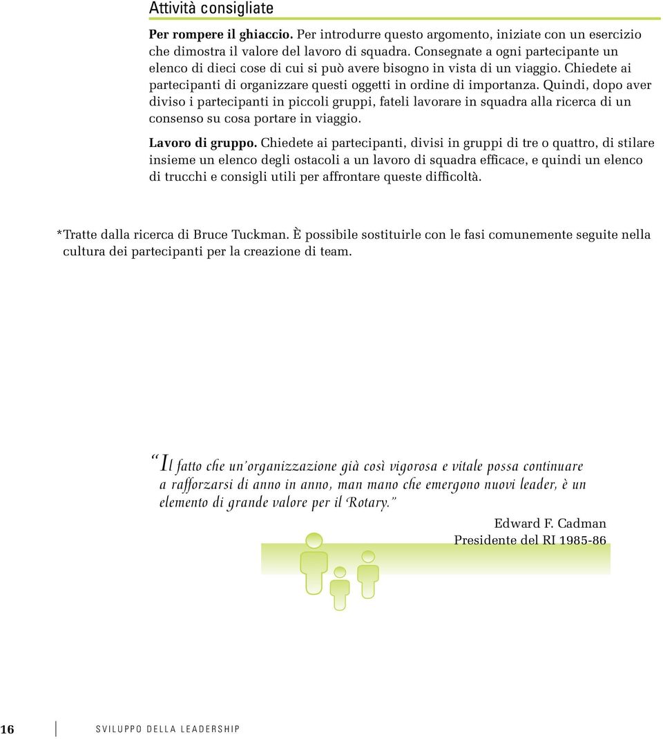 Quindi, dopo aver diviso i partecipanti in piccoli gruppi, fateli lavorare in squadra alla ricerca di un consenso su cosa portare in viaggio. Lavoro di gruppo.