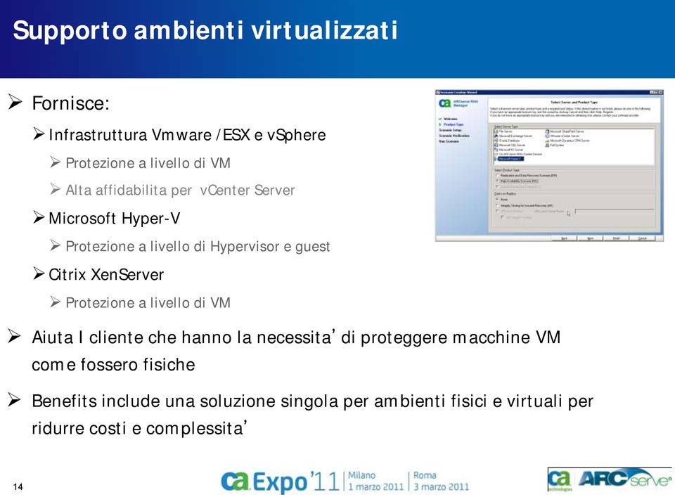 XenServer Protezione a livello di VM Aiuta I cliente che hanno la necessita di proteggere macchine VM come