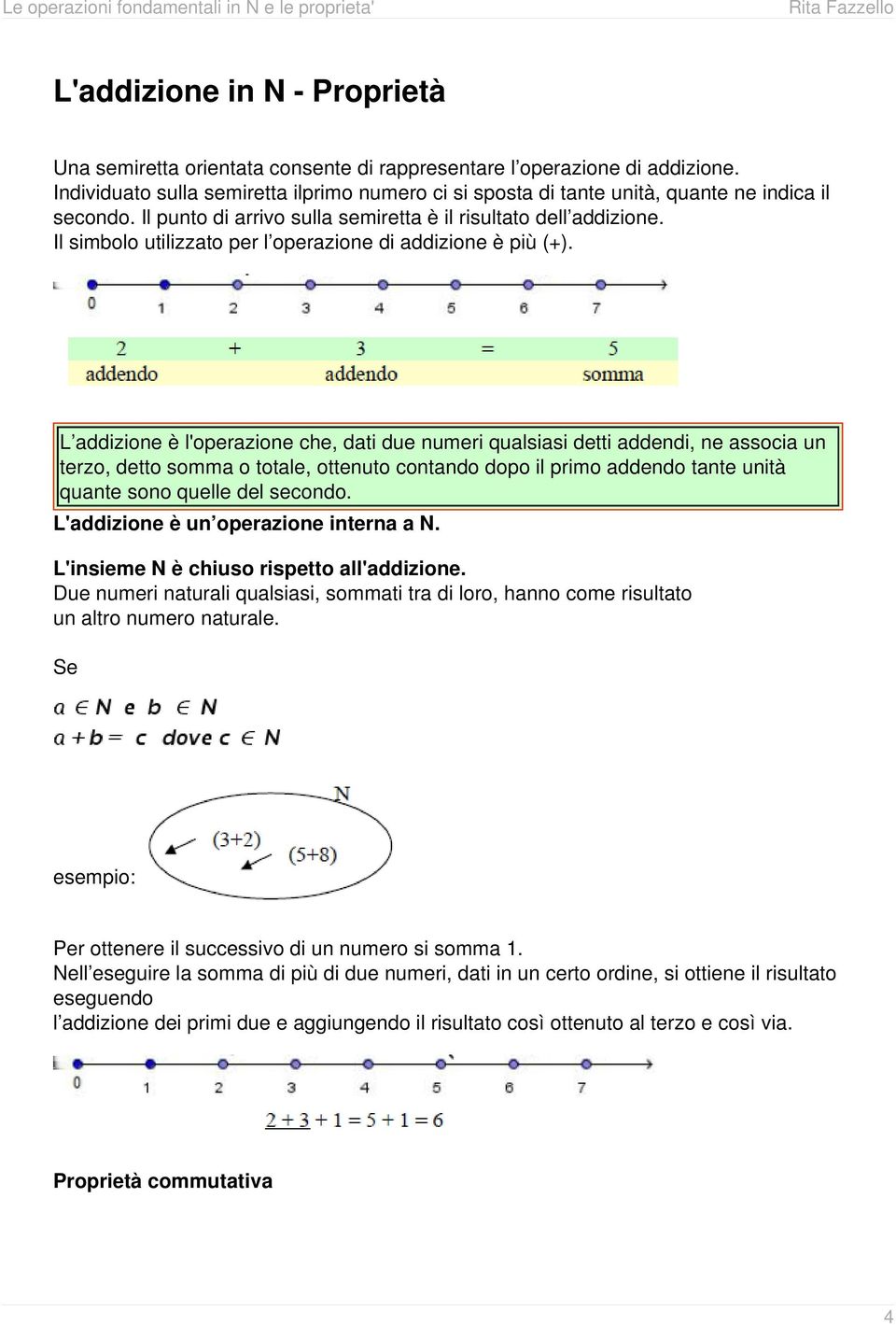 Il simbolo utilizzato per l operazione di addizione è più (+).