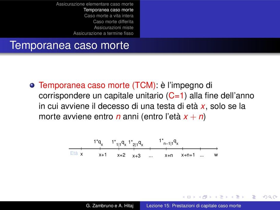 morte avviene entro n anni (entro l età x + n) 0.6 0.4 0.