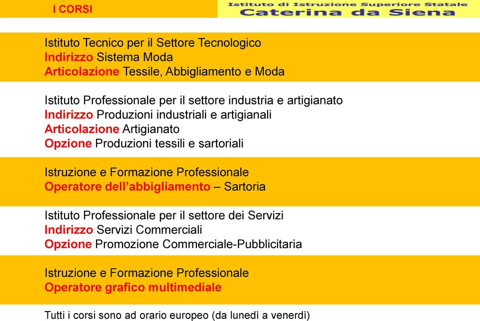 e Formazione Professionale Operatore dell abbigliamento Sartoria Istituto Professionale per il settore dei Servizi Indirizzo Servizi Commerciali Opzione