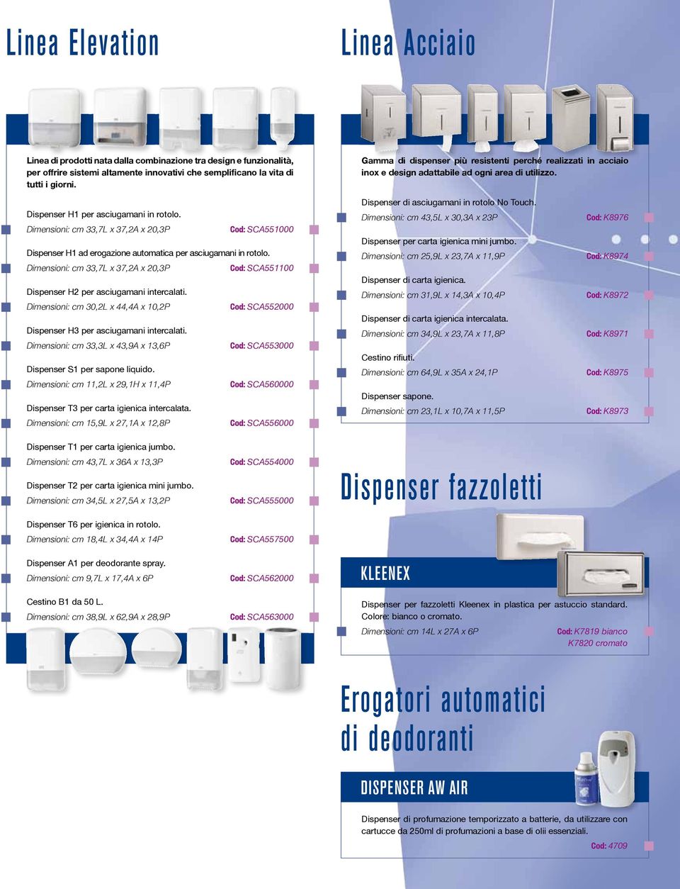 Dimensioni: cm 33,7L x 37,2A x 20,3P Cod: SCA551000 Dispenser H1 ad erogazione automatica per asciugamani in rotolo.