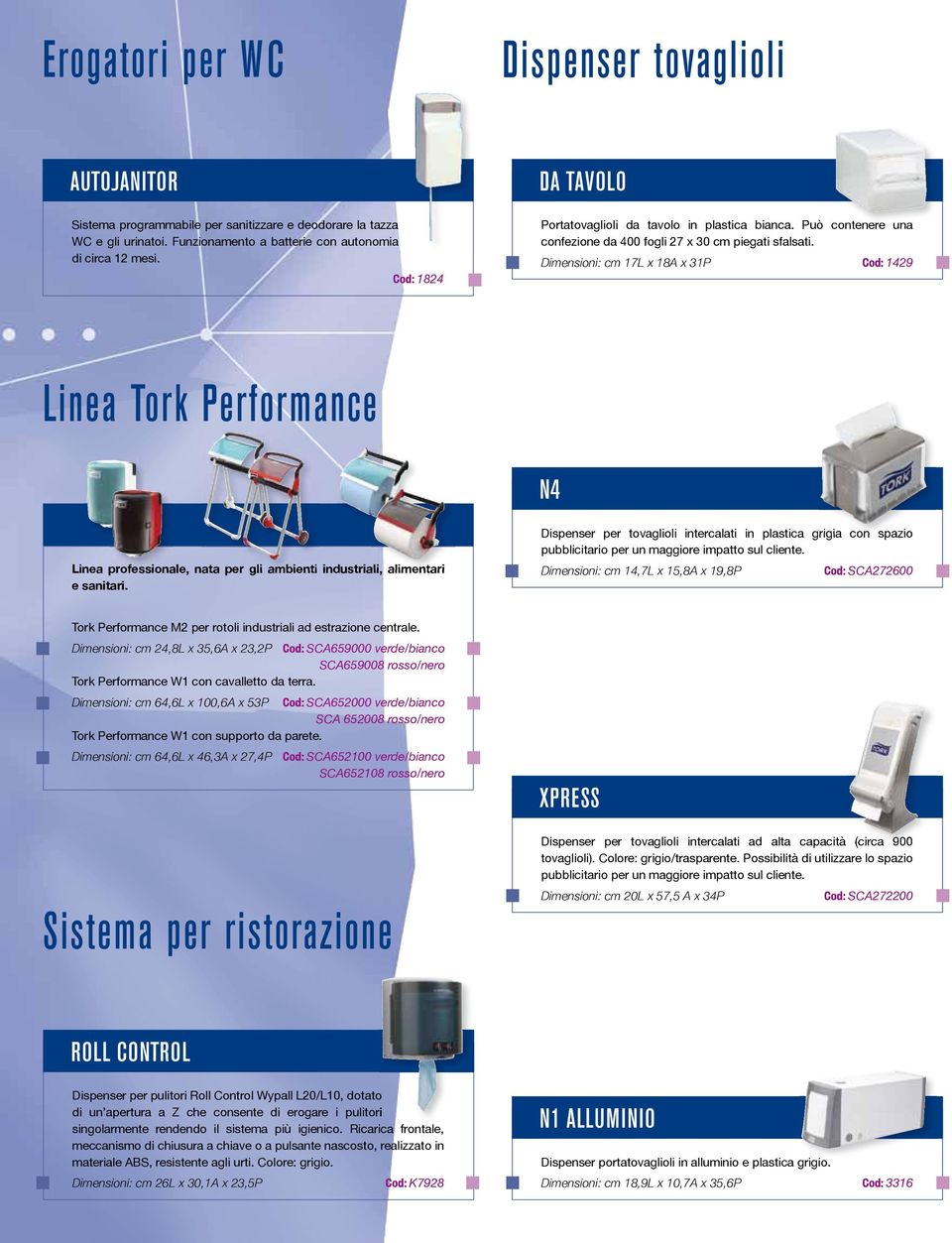 Dimensioni: cm 17L x 18A x 31P Cod: 1429 Linea Tork Performance N4 Linea professionale, nata per gli ambienti industriali, alimentari e sanitari.