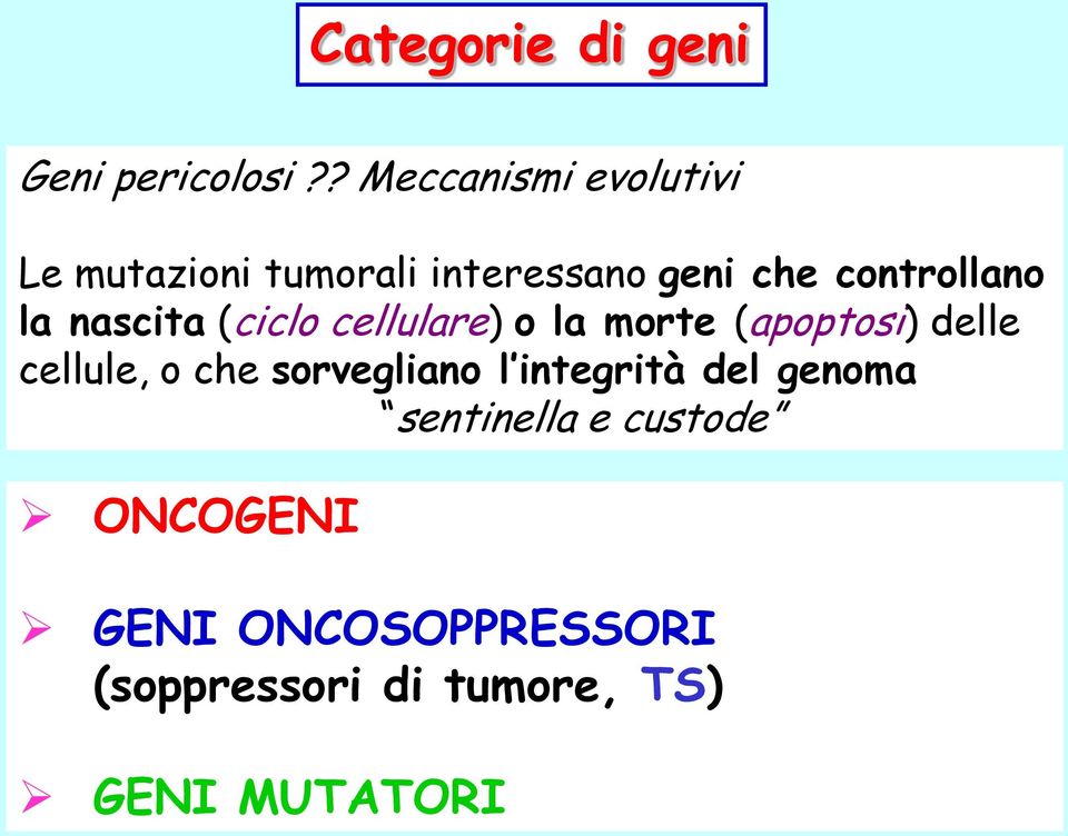 la nascita (ciclo cellulare) o la morte (apoptosi) delle cellule, o che