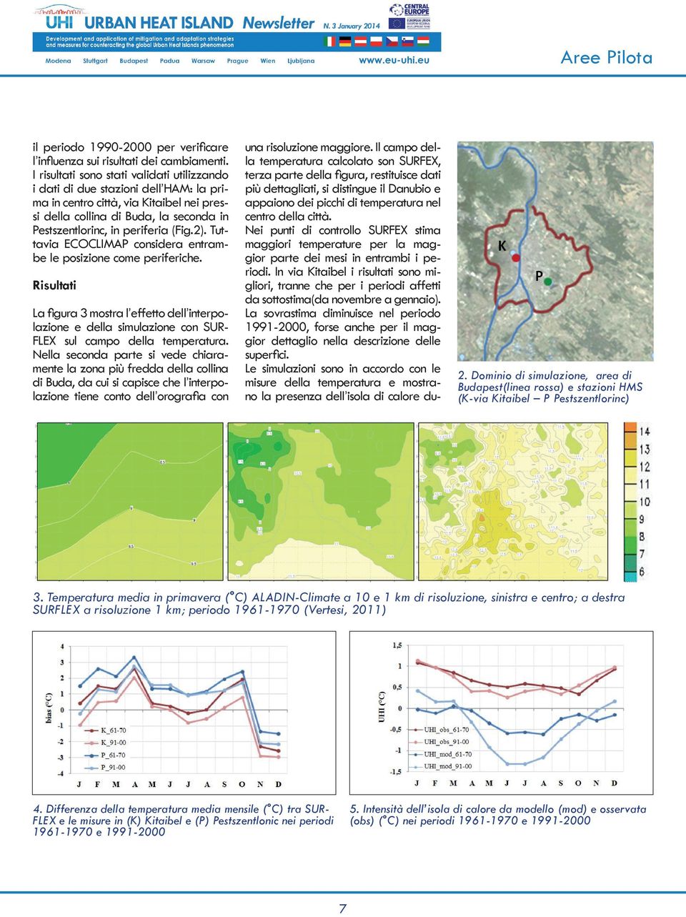 2). Tuttavia ECOCLIMAP considera entrambe le posizione come periferiche. Risultati La figura 3 mostra l effetto dell interpolazione e della simulazione con SUR- FLEX sul campo della temperatura.