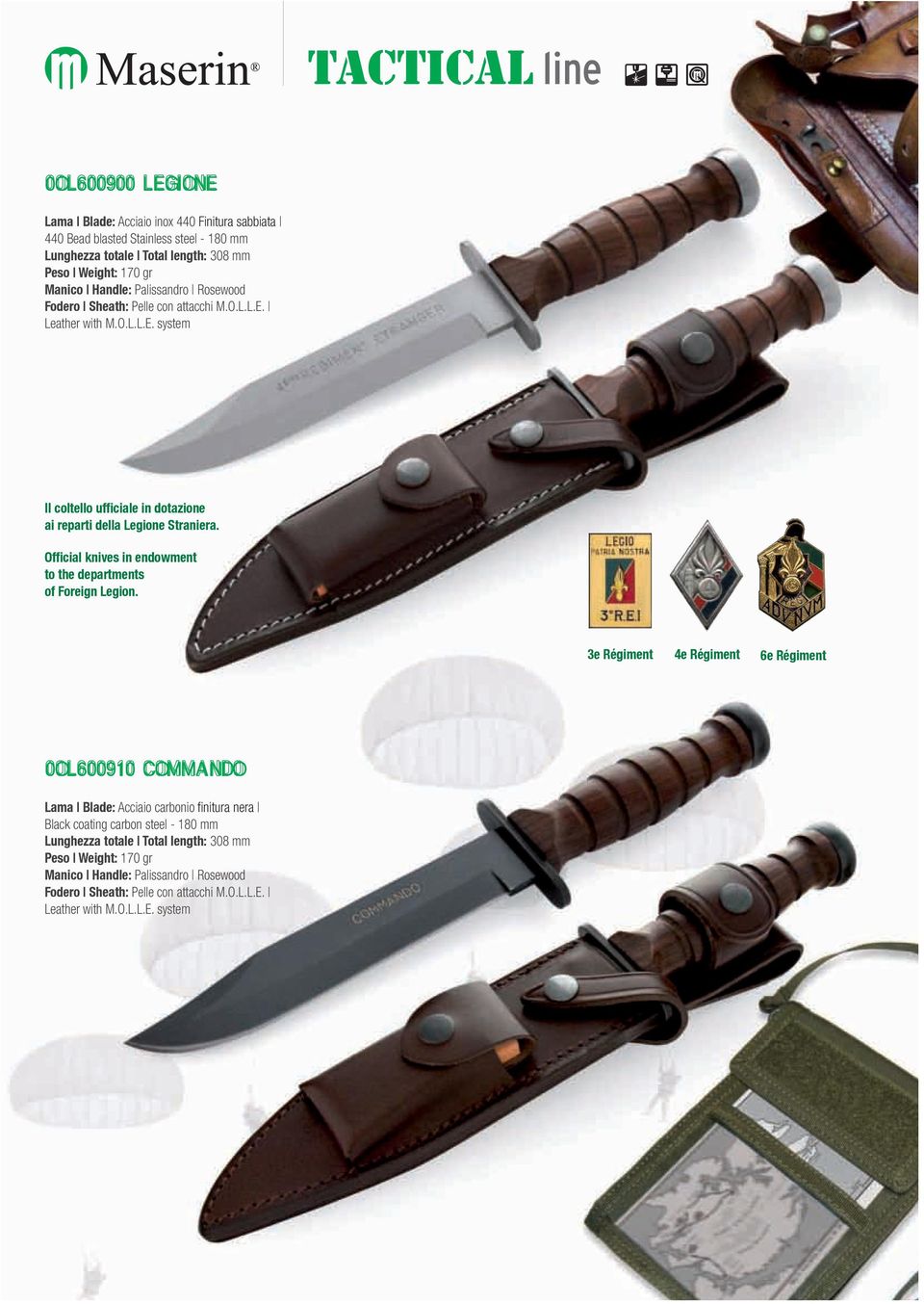 Official knives in endowment to the departments of Foreign Legion.