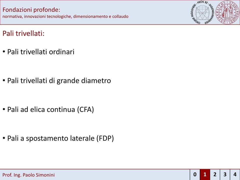 ad elica continua (CFA) Pali a