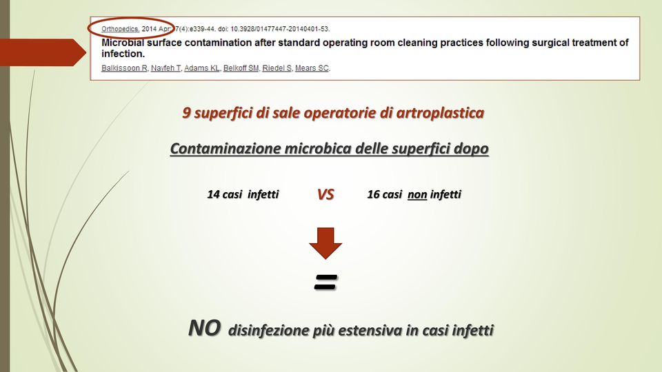 superfici dopo 14 casi infetti VS 16 casi