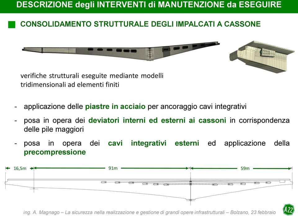 acciaio per ancoraggio cavi integrativi - posa in opera dei deviatori interni ed esterni ai cassoni in