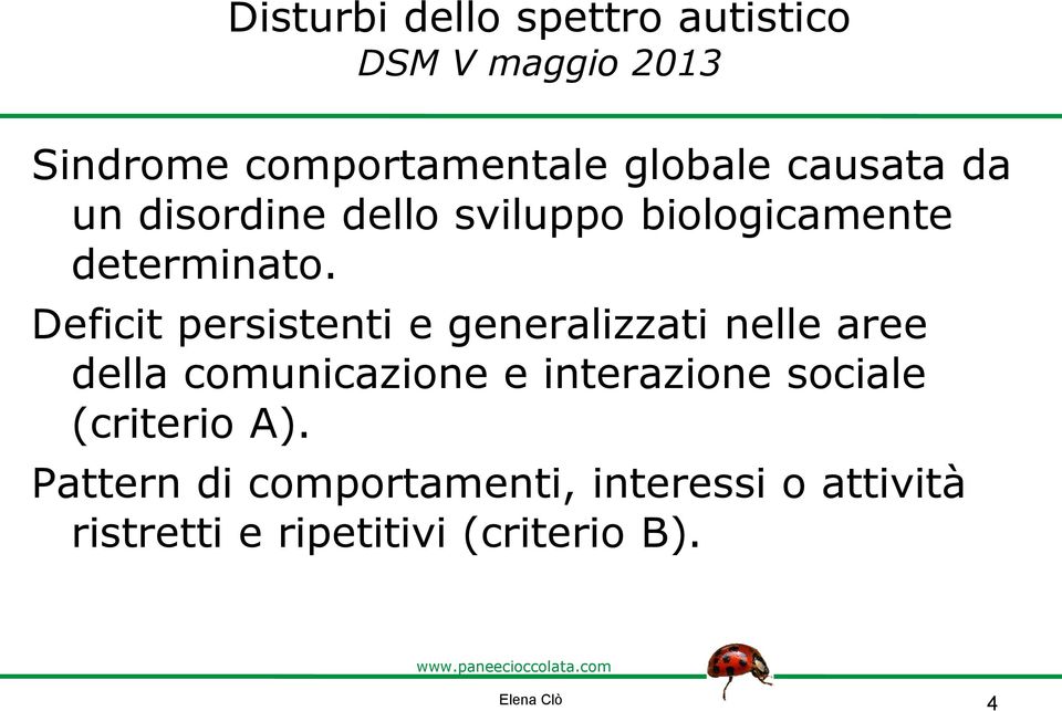 Deficit persistenti e generalizzati nelle aree della comunicazione e interazione