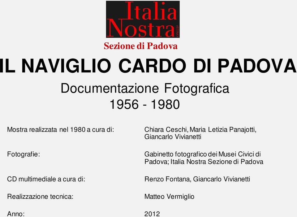 Chiara Ceschi, Maria Letizia Panajotti, Giancarlo Vivianetti Gabinetto fotografico dei Musei