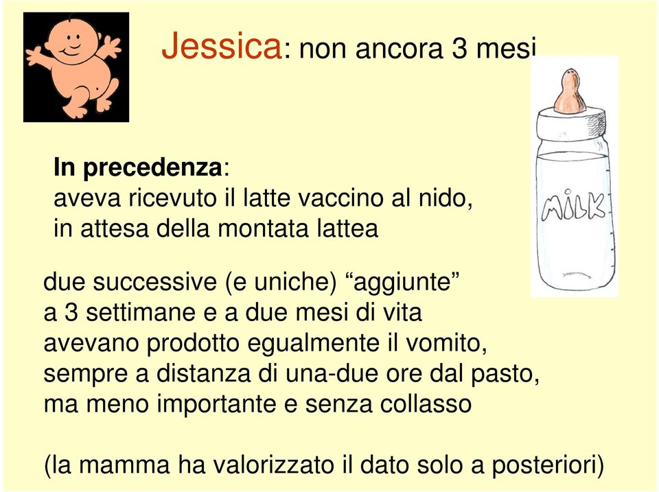 mesi di vita avevano prodotto egualmente il vomito, sempre a distanza di una-due ore dal