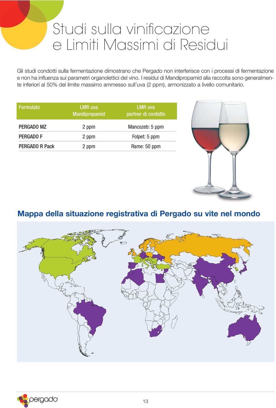 I residui di Mandipropamid alla raccolta sono generalmente inferiori al % del limite massimo ammesso sull uva (2 ppm), armonizzato a livello