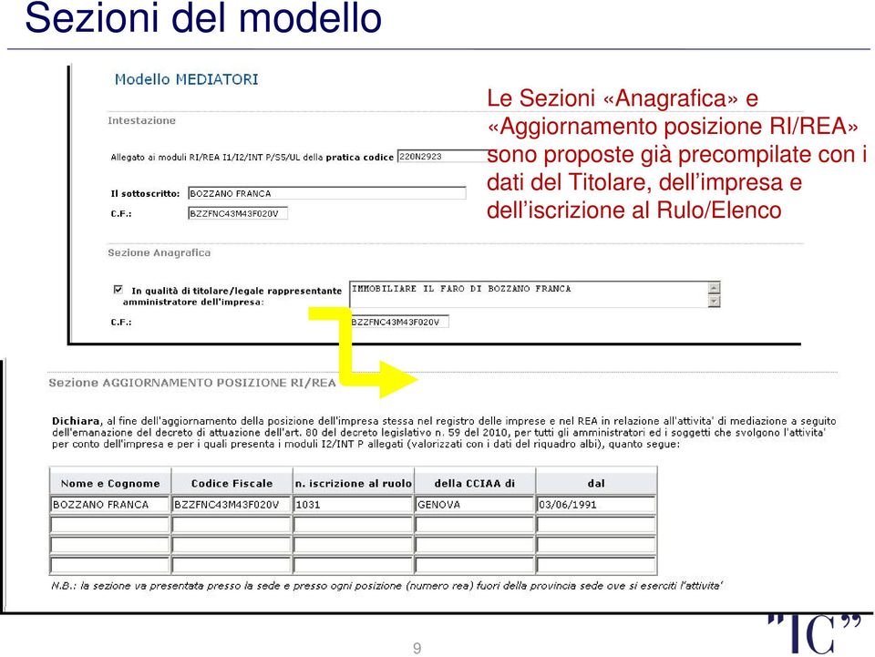 proposte già precompilate con i dati del