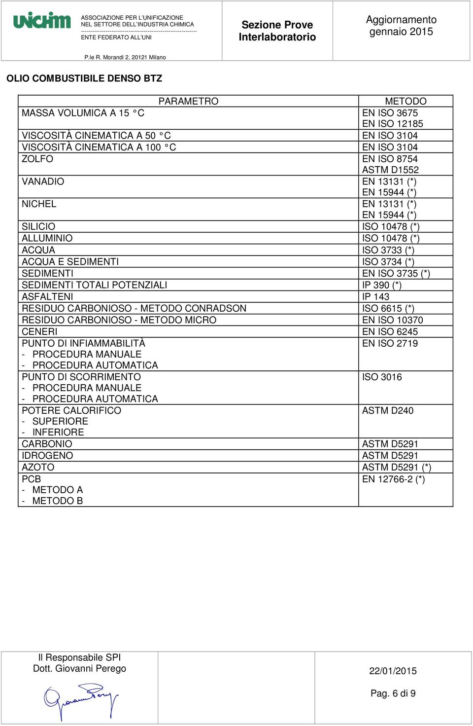 POTENZIALI IP 390 (*) ASFALTENI IP 143 RESIDUO CARBONIOSO - CONRADSON ISO 6615 (*) RESIDUO CARBONIOSO - MICRO EN ISO 10370 CENERI EN ISO 6245 PUNTO DI INFIAMMABILITÀ EN ISO