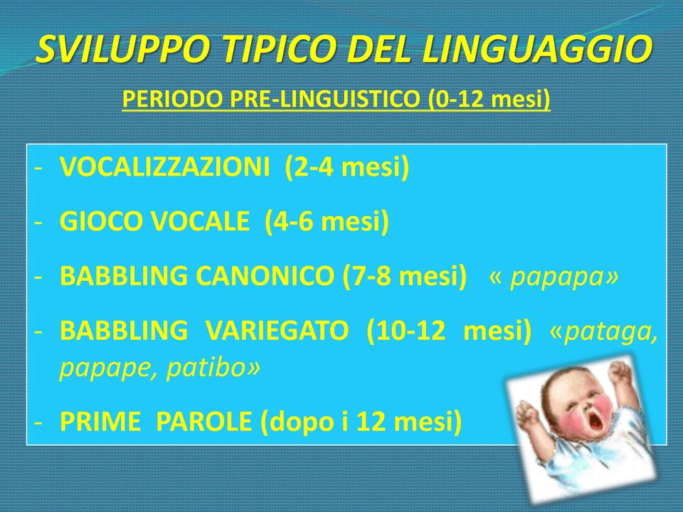 BABBLING CANONICO (7-8 mesi) «papapa» - BABBLING VARIEGATO