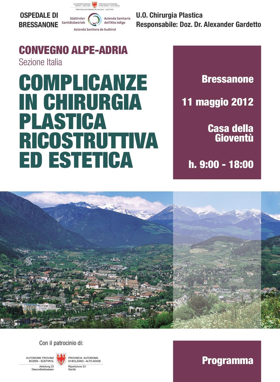 CHIRURGIA PLASTICA RICOSTRUTTIVA ED ESTETICA Bressanone 11 maggio