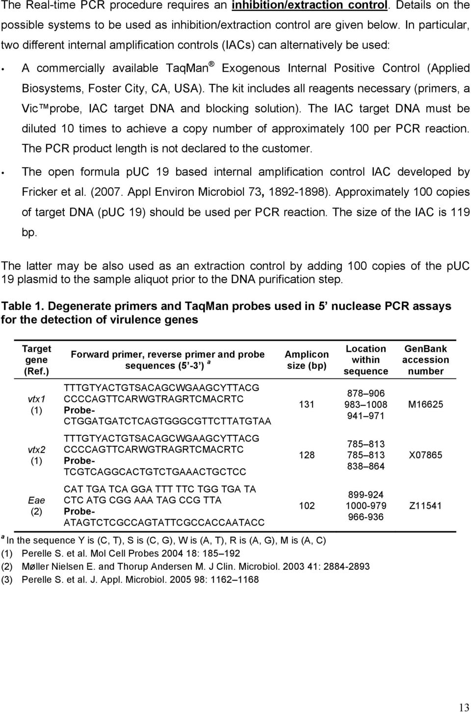 CA, USA). The kit includes all reagents necessary (primers, a Vic probe, IAC target DNA and blocking solution).