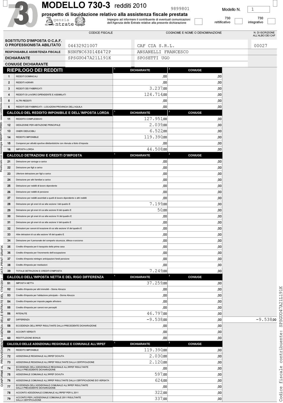 RME AL PROVVEDIMENTO AGENZIA DELLE ENTRATE DEL 7/0/0 - DATA PRINT GRAFI