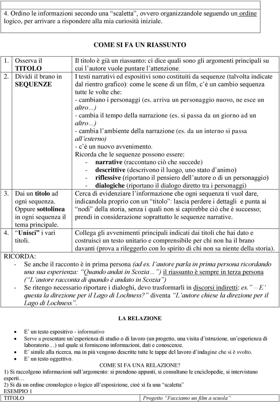 COME SI FA UN RIASSUNTO Il titolo è già un riassunto: ci dice quali sono gli argomenti principali su cui l autore vuole puntare l attenzione.