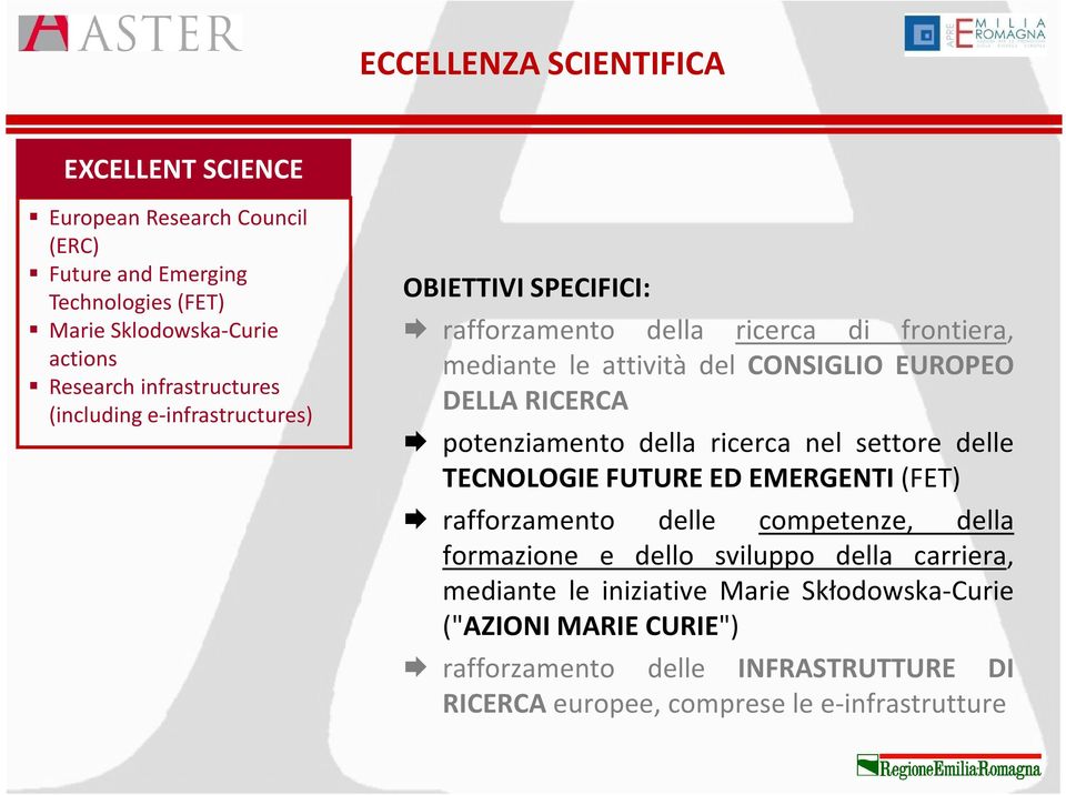 RICERCA potenziamento della ricerca nel settore delle TECNOLOGIE FUTURE ED EMERGENTI(FET) rafforzamento delle competenze, della formazione e dello sviluppo