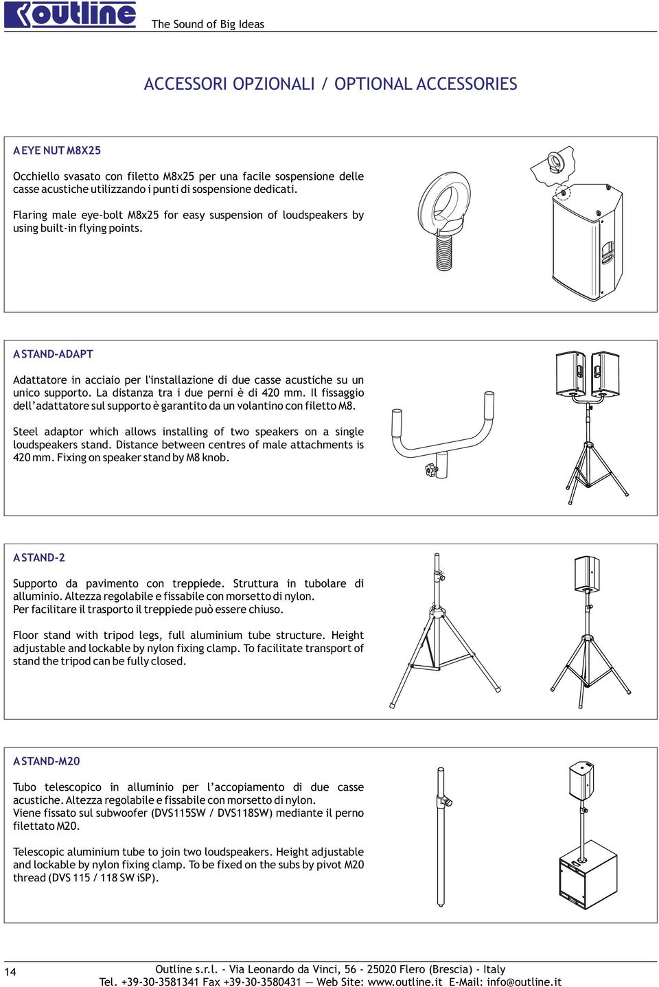 A STAND-ADAPT Adattatore in acciaio per l'installazione di due casse acustiche su un unico supporto. La distanza tra i due perni è di 42 mm.