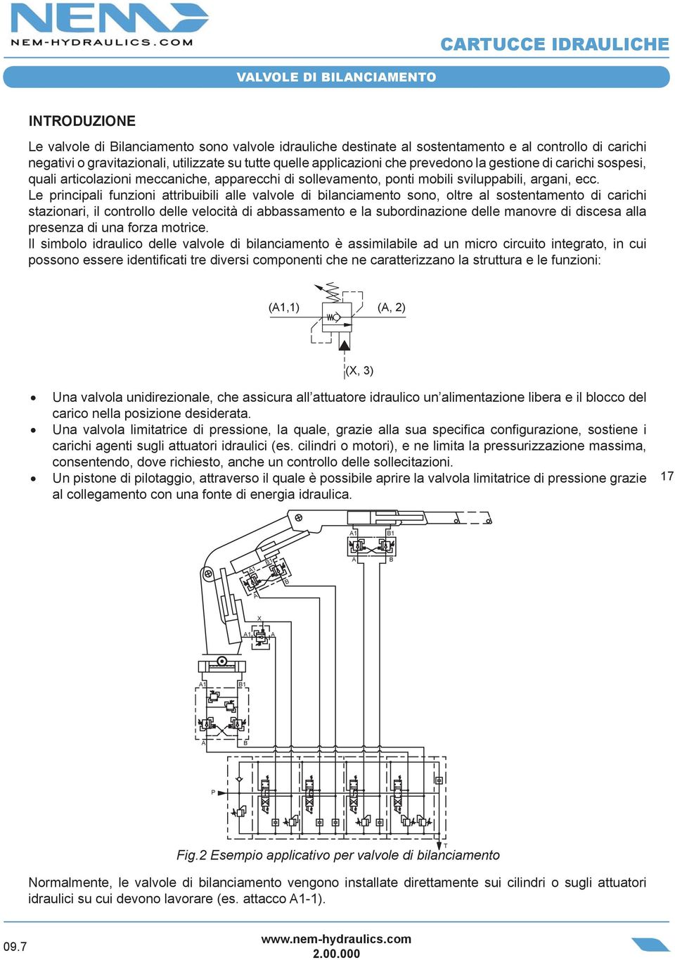 Le principali funzioni attribuibili alle valvole di bilanciamento sono, oltre al sostentamento di carichi stazionari, il controllo delle velocità di abbassamento e la subordinazione delle manovre di