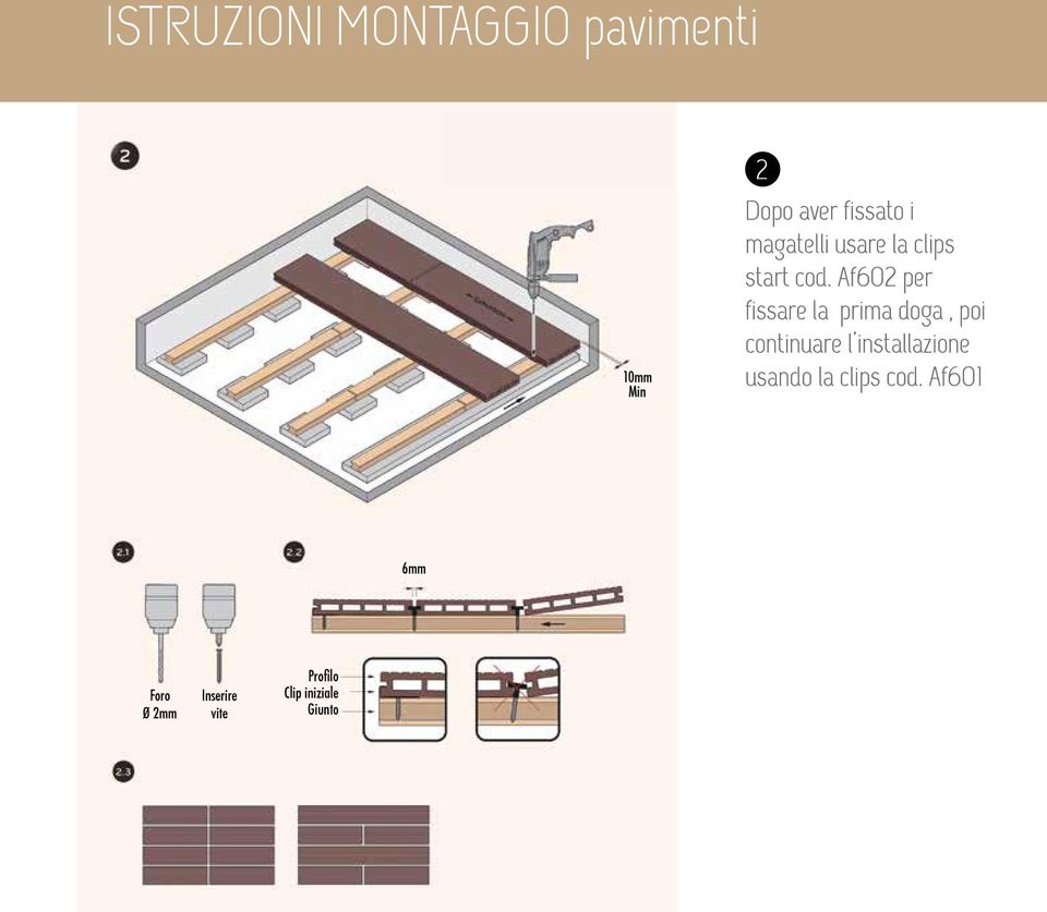 Af602 per fissare la prima doga, poi continuare l