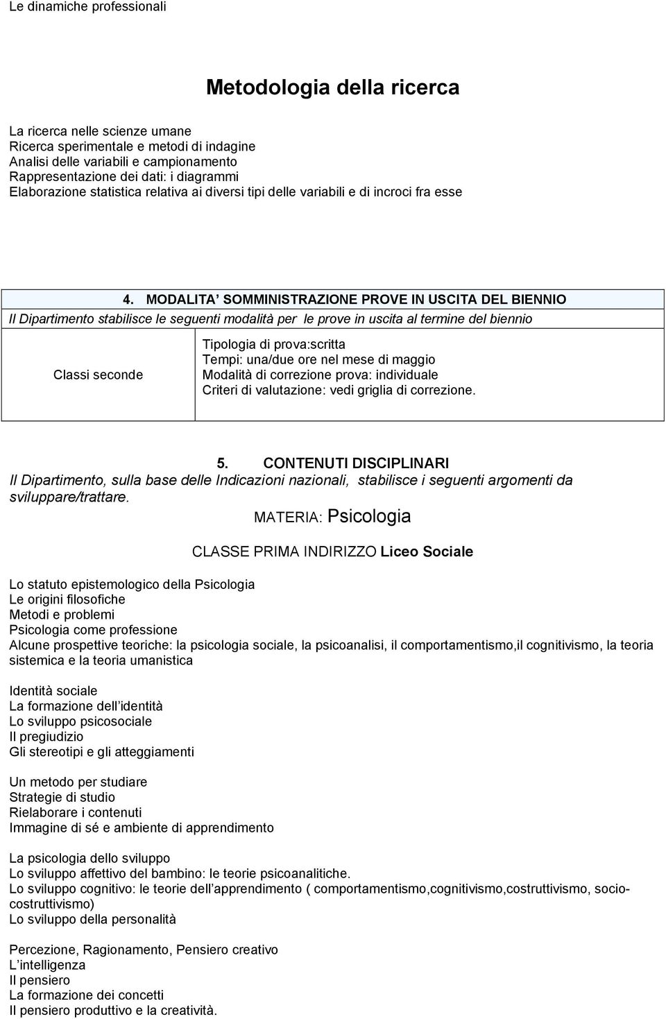 MODALITA SOMMINISTRAZIONE PROVE IN USCITA DEL BIENNIO Il Dipartimento stabilisce le seguenti modalità per le prove in uscita al termine del biennio Classi seconde Tipologia di prova:scritta Tempi: