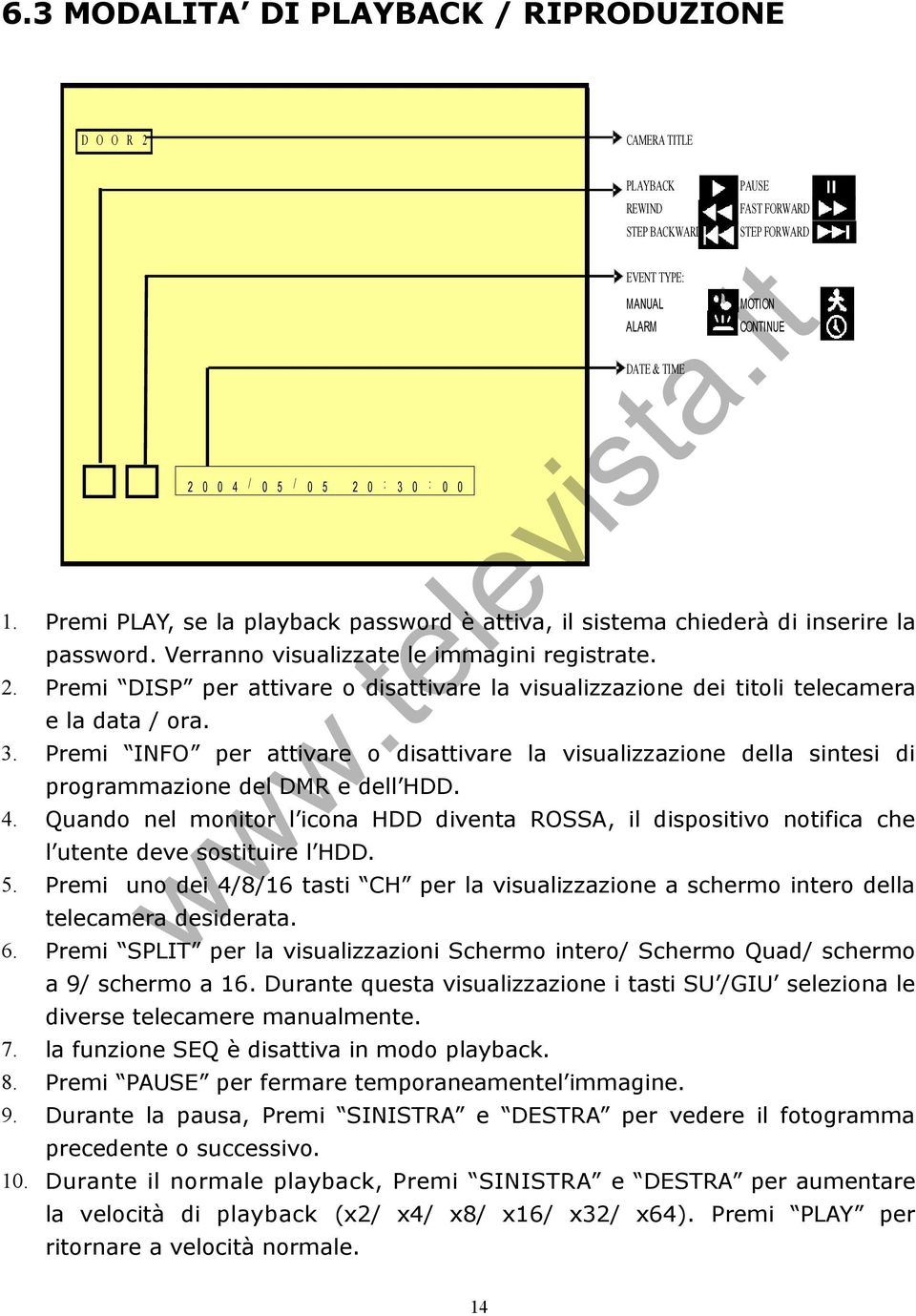 Premi DISP per attivare o disattivare la visualizzazione dei titoli telecamera e la data / ora. 3.