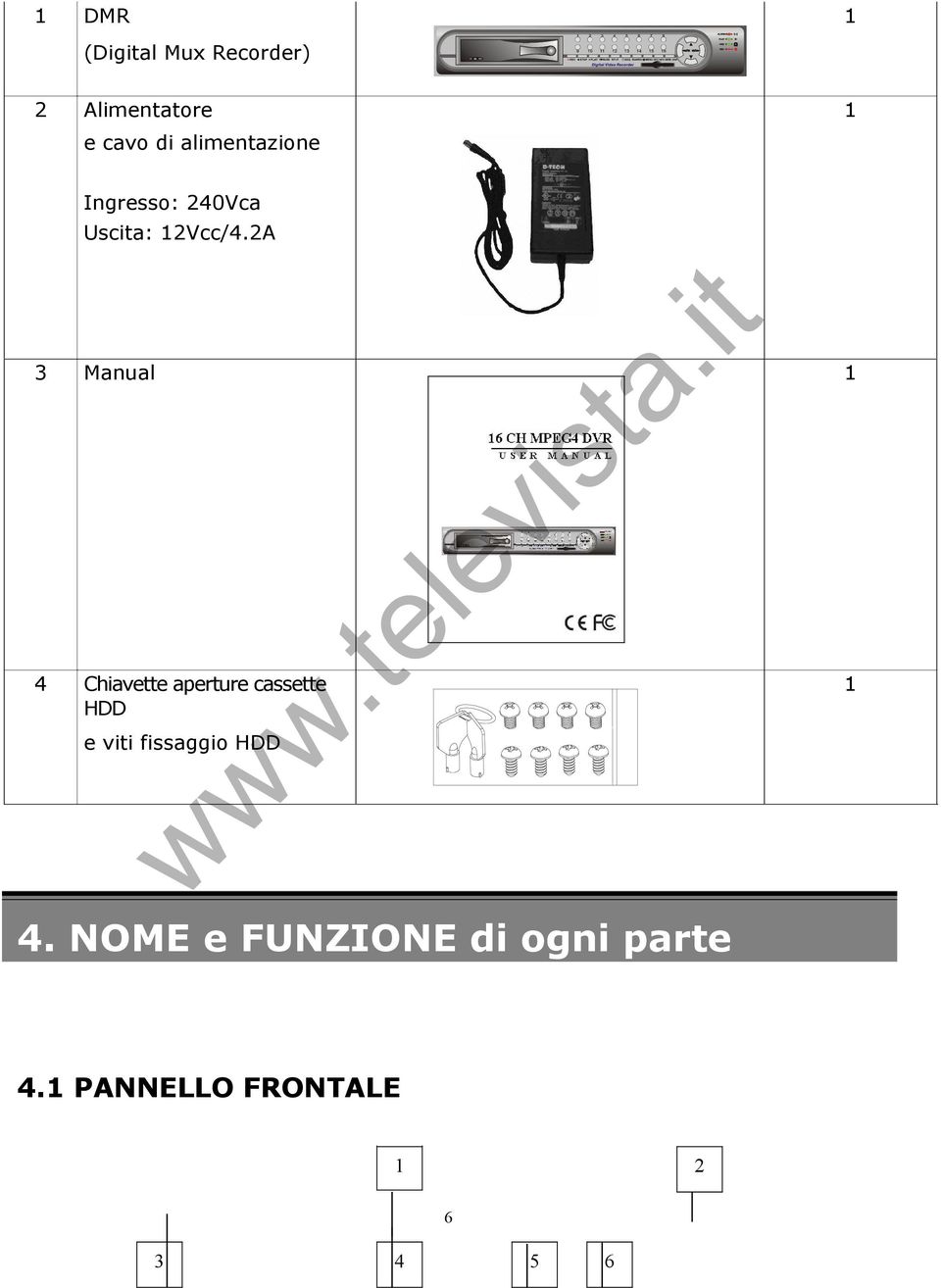 2A 3 Manual 1 4 Chiavette aperture cassette HDD e viti