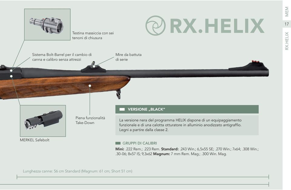 versione nera del programma HELIX dispone di un equipaggiamento funzionale e di una calotta otturatore in alluminio anodizzato antigraffio.