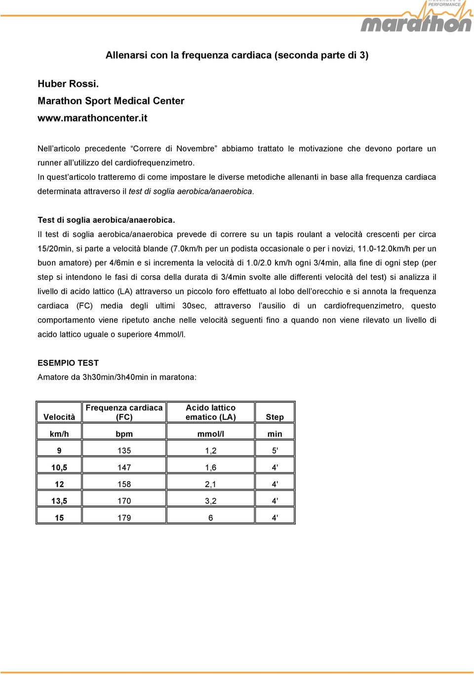 In quest articolo tratteremo di come impostare le diverse metodiche allenanti in base alla frequenza cardiaca determinata attraverso il test di soglia aerobica/anaerobica.