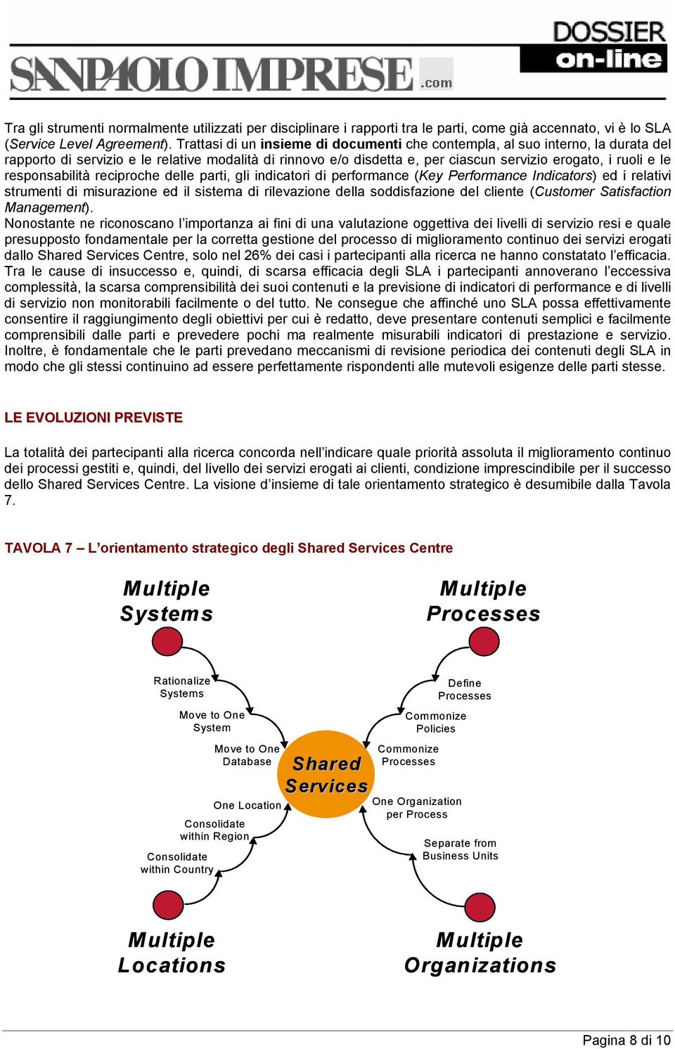 responsabilità reciproche delle parti, gli indicatori di performance (Key Performance Indicators) ed i relativi strumenti di misurazione ed il sistema di rilevazione della soddisfazione del cliente