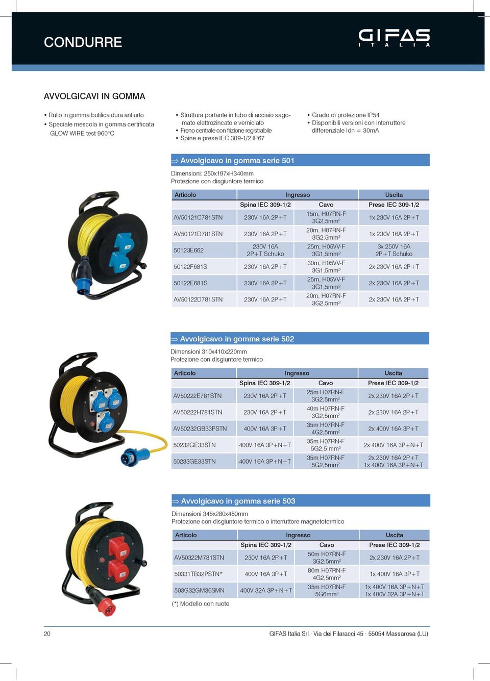 AV50121C781STN 15m, H07RN-F 3G2,5mm 2 1x AV50121D781STN 20m, H07RN-F 3G2,5mm 2 1x 50123E662 50122F681S 50122E681S AV50122D781STN Schuko 25m, H05VV-F 3G1,5mm² 30m, H05VV-F 3G1,5mm² 25m, H05VV-F